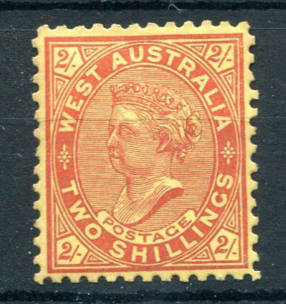 1902 2/- brownish red on yellow, single line perf. ... Image 1++