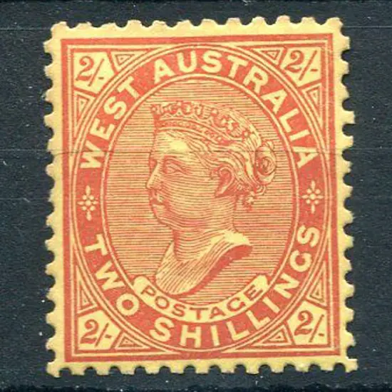 1902 2/- brownish red on yellow, single line perf. ...