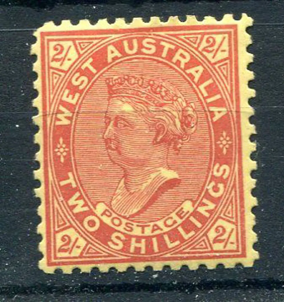 1902 2/- orange brown on yellow single line perf ... Image 1++