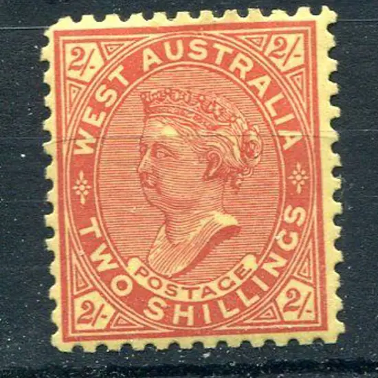 1902 2/- orange brown on yellow single line perf ...
