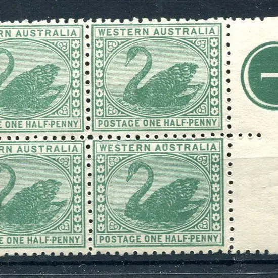 1910 ½d green plate 1 block of 4. MUH/MLH with ...