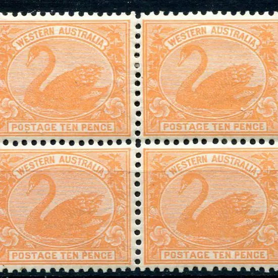 1910 10d rose-orange MUH/MLH block of 4. Fresh ...