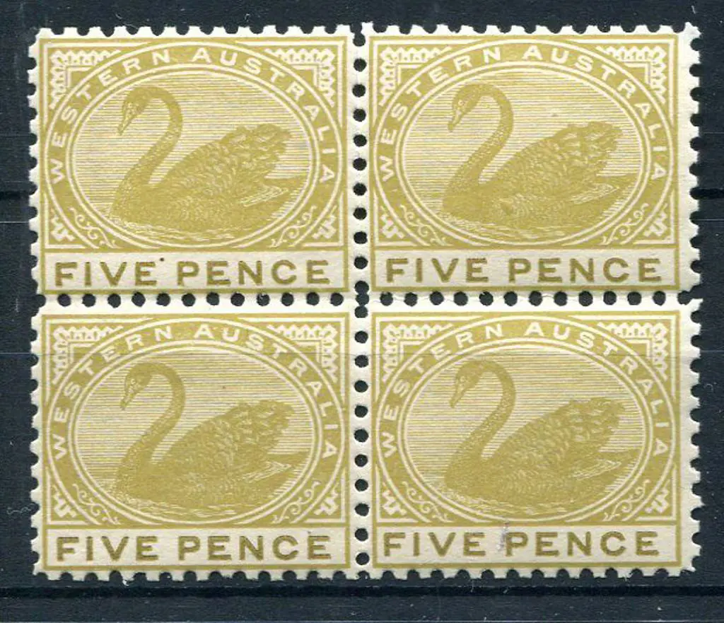 1905 5d pale olive-bistre block of 4. MUH with ... Image 1++