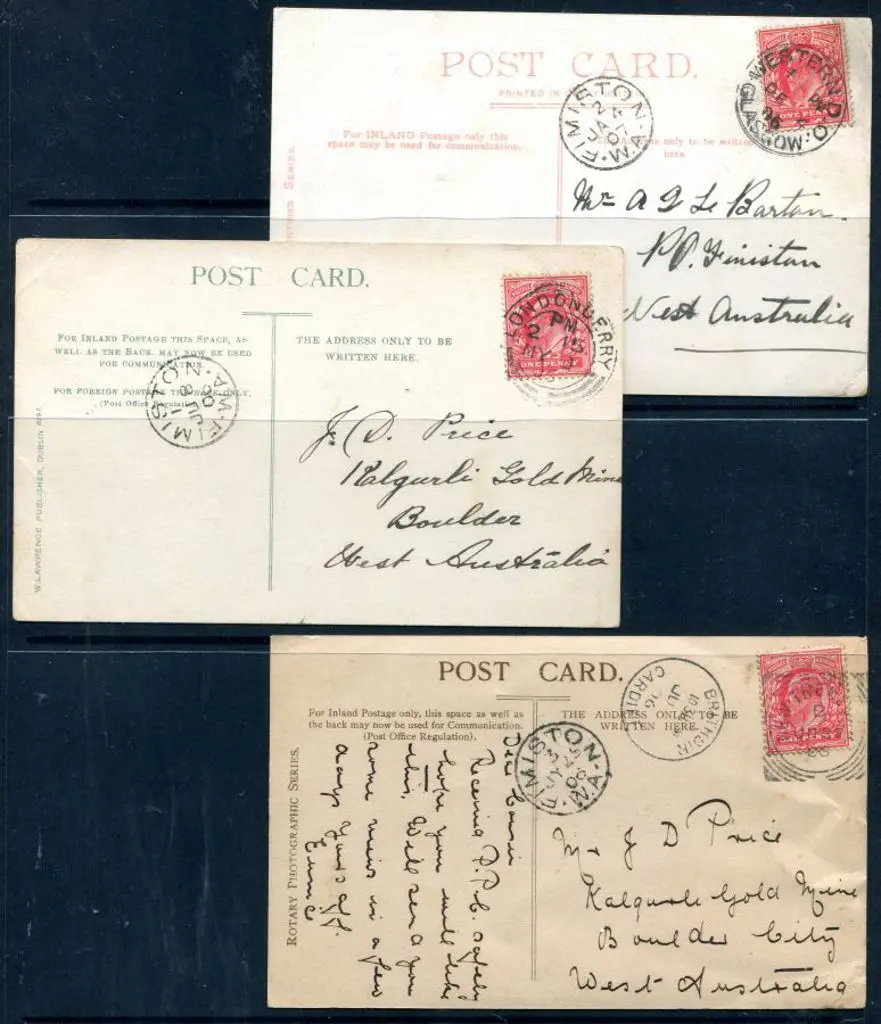 1906/07 English PPC's with clear Fimiston 3b ... Image 1++