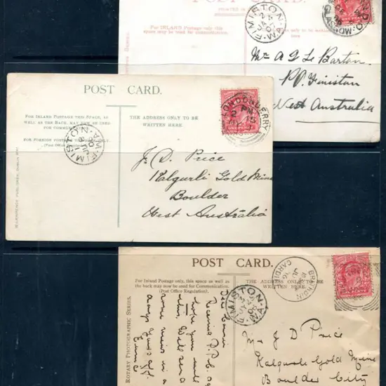 1906/07 English PPC's with clear Fimiston 3b ...