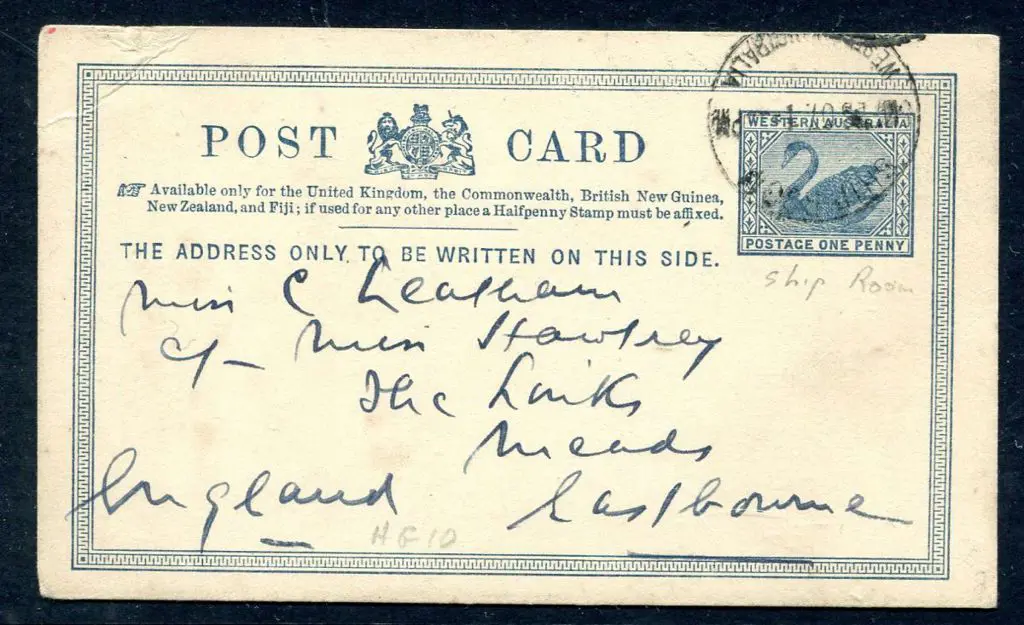 1907 (5th Feb) 1904 1d swan Post Card (PC 13) with ... Image 1++