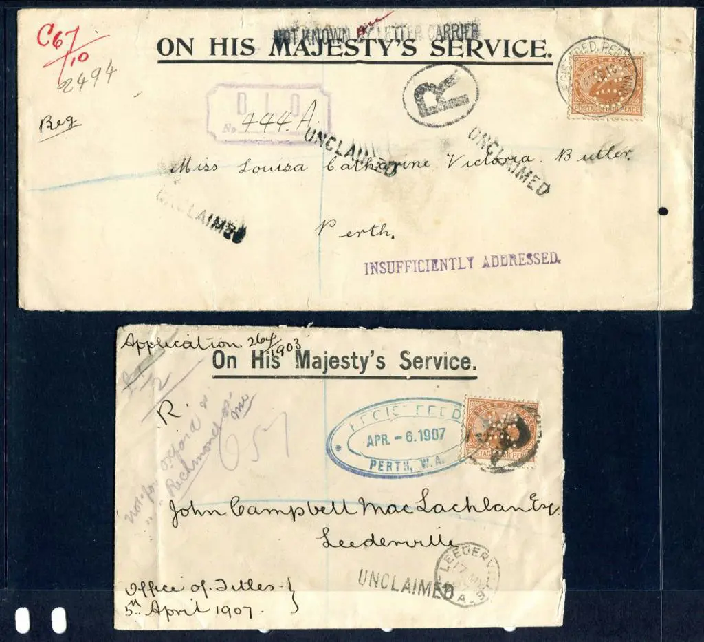 1907/10 OHMS Official covers x 2 both with 1905/12 ... Image 1++