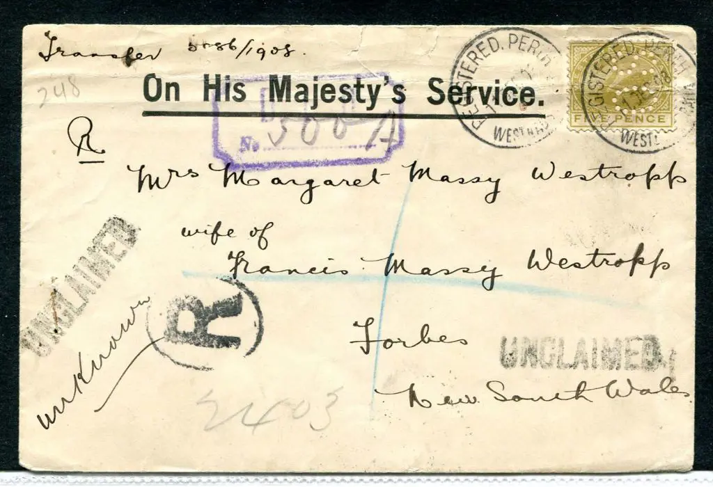1908 (11th Dec) OHMS cover with 1905/12 5d ... Image 1++