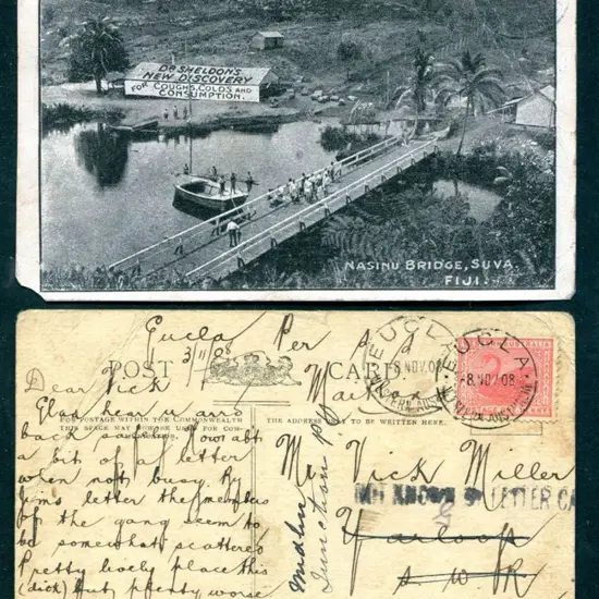 1908 (8th Nov) "Nasinu Bridge, Suva Fiji" b&w ...