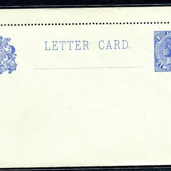 1909 2d blue QV Letter Card LC3 unused with panels ...