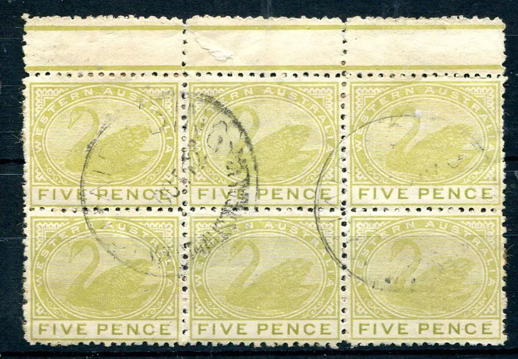1912 5d pale greenish-yellow inter-paneau selvedge ... Image 1++