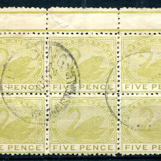 1912 5d pale greenish-yellow inter-paneau selvedge ...