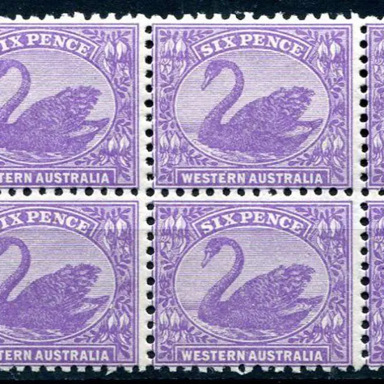 1912 6d bright violet selvedge block of 6. Hinged ...