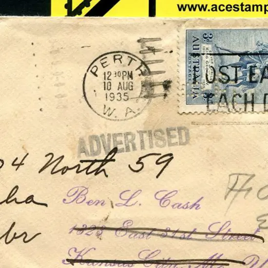 1935 (10th Aug) 3d SJ perfined "B/LTD" on Palace ...