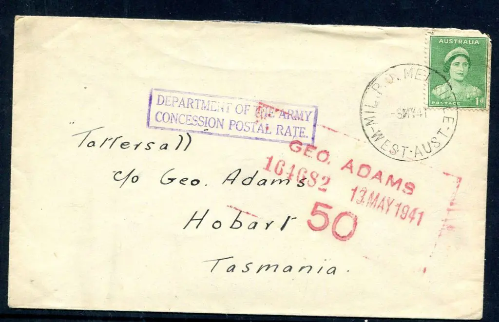 1941 (8th May) Mil P.O. Melville cds tying 1d QM ... Image 1++