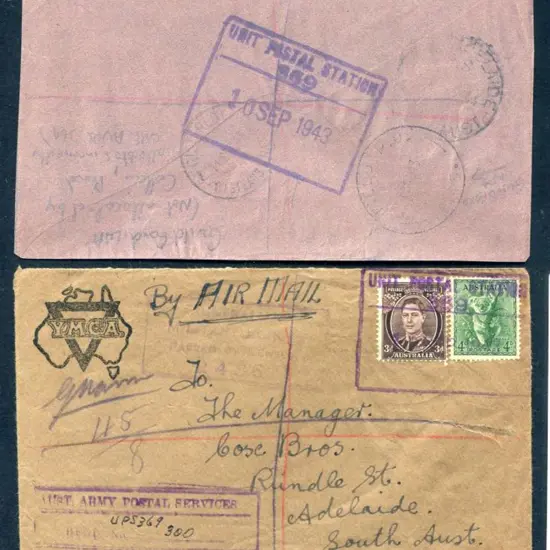 1943 (10th Sept) "Unit Postal Station 369" boxed ...