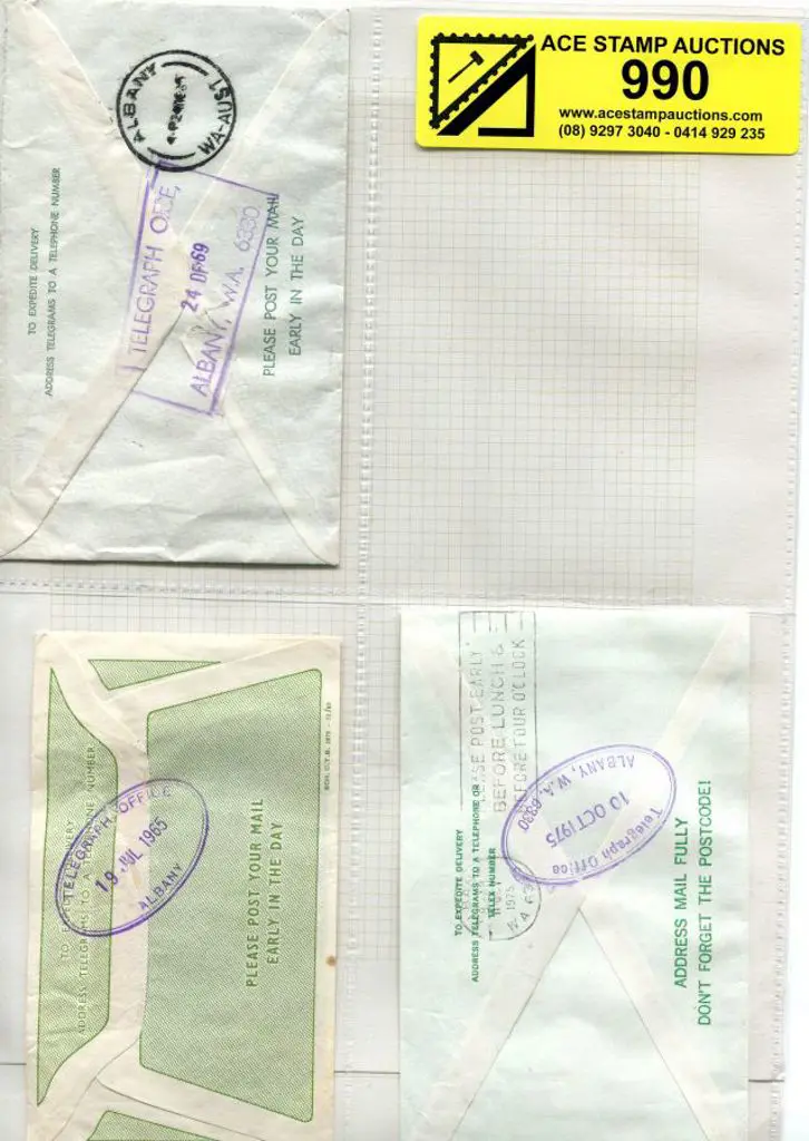 Albany Telegraph Office 3 diff rubber stamp ... Image 1++