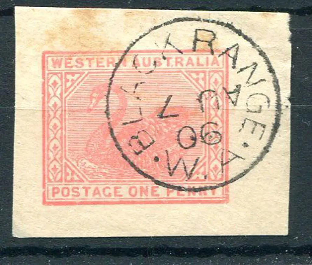 Black Range on 1d red swan stationery cut-out. 3b ... Image 1++