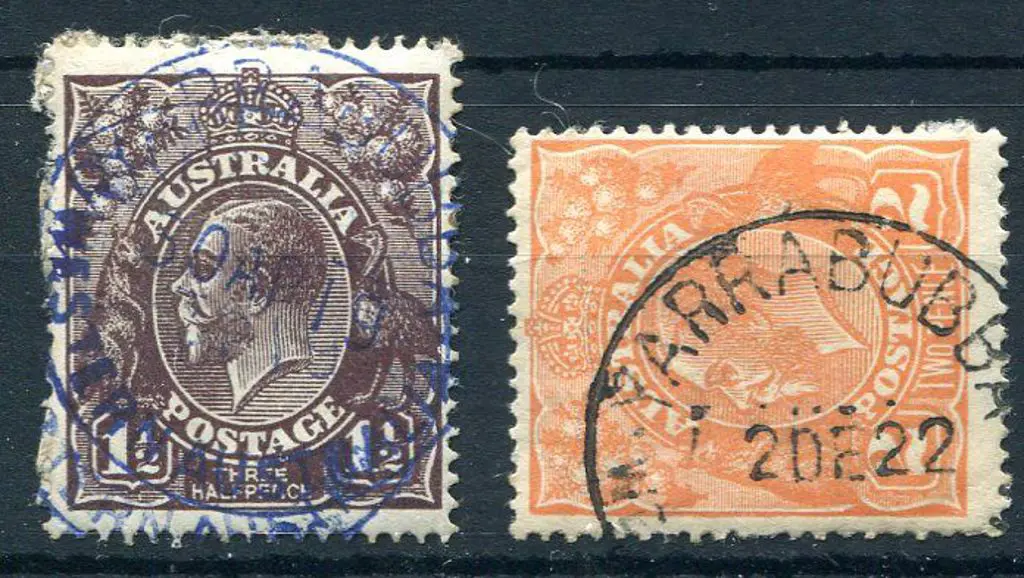 Yarrabubba A28 strikes x 2 on KGV stamps with a ... Image 1++