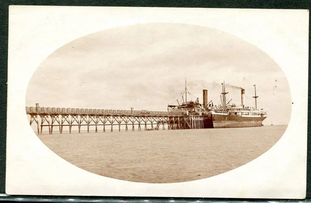 Broome Jetty showing two large steam ships sitting ... Image 1++