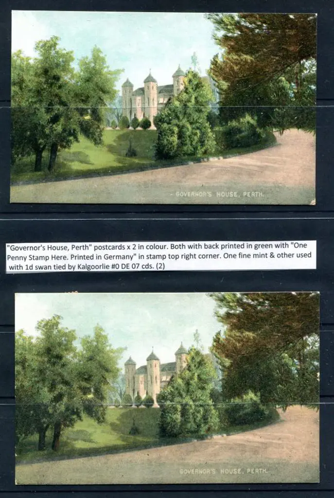 "Governor's House, Perth" postcards x 2 in colour. ... Image 1++