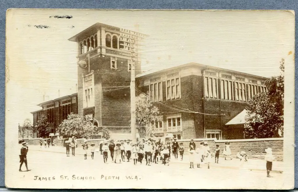 "James St, School Perth WA" b&w photographic card ... Image 1++