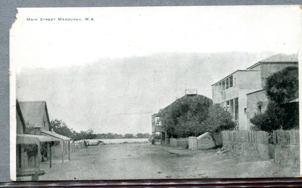 "Main Street Mandurah, WA" c1910 b&w with message ... Image 1++