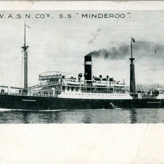 "W.A.S.N. Co's. S.S. Minderoo" b&w by Maclure, ...
