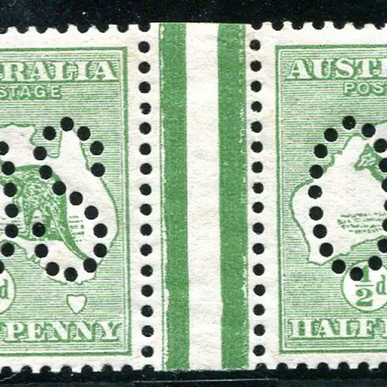 1913 1st Watermark ½d green interpanneau pair with ...