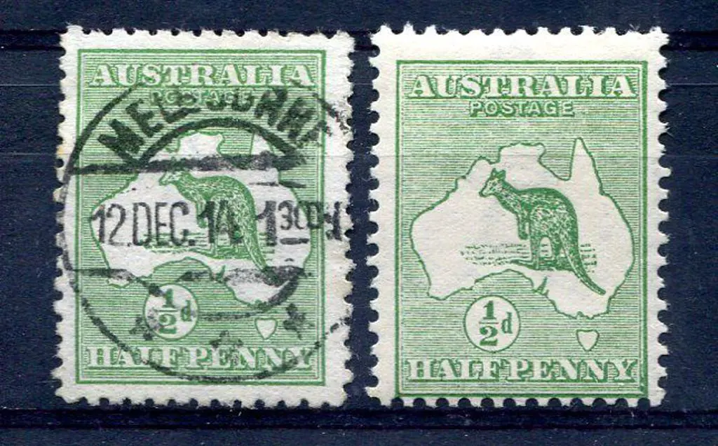 1913 1st Watermark ½d green with "white flaw on ... Image 1++