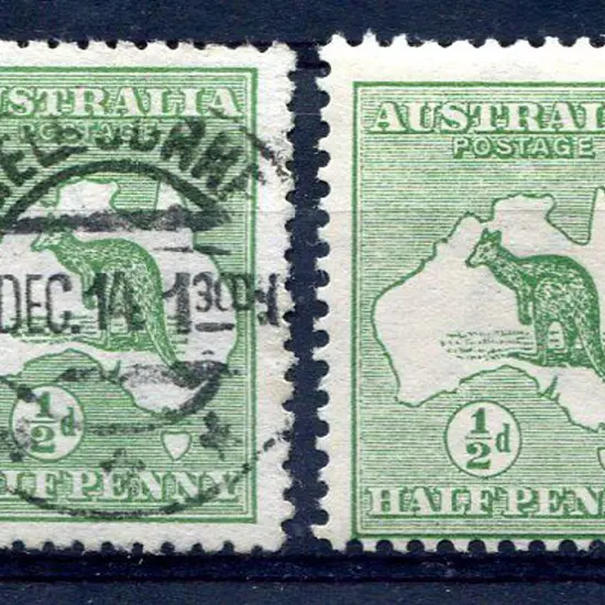 1913 1st Watermark ½d green with "white flaw on ...