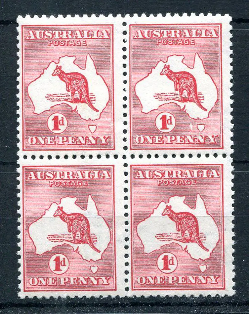 1913 1st Watermark 1d red, Die I, plate B block of ... Image 1++