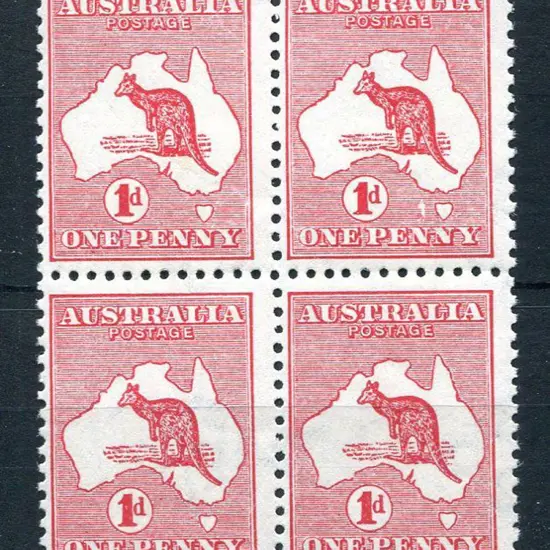 1913 1st Watermark 1d red, Die I, plate B block of ...