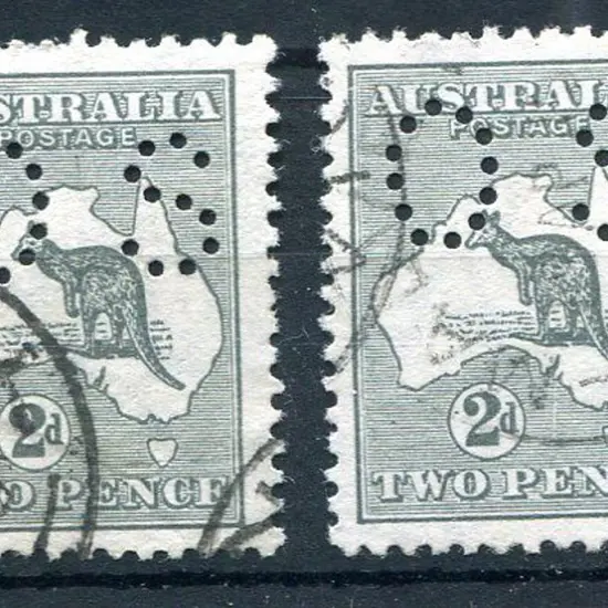 1913 1st Watermark 2d grey x 2 with both perfd ...
