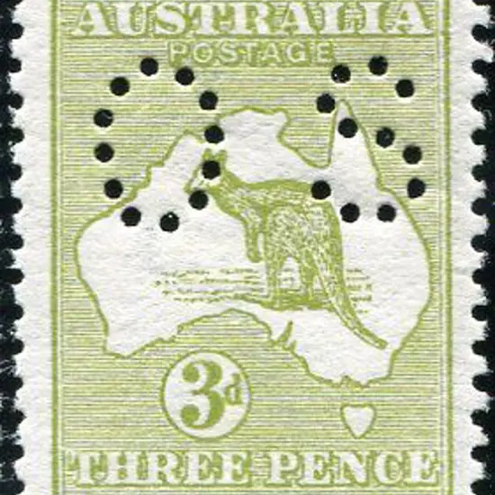 1913 1st Watermark 3d olive perfined small "OS". ...