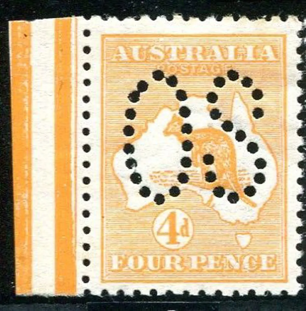 1913 1st Watermark 4d orange perfined large "OS". ... Image 1++