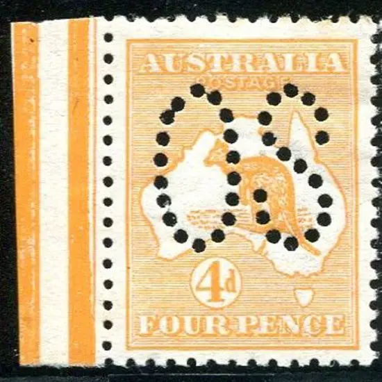 1913 1st Watermark 4d orange perfined large "OS". ...