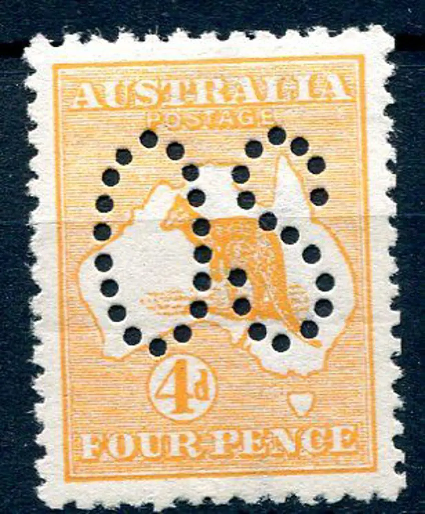 1913 1st Watermark 4d orange perfined large "OS". ... Image 1++