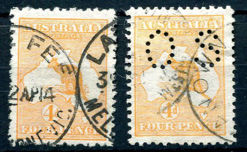 1913 1st Watermark 4d orange with "colour flaw ... Image 1++