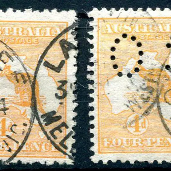 1913 1st Watermark 4d orange with "colour flaw ...