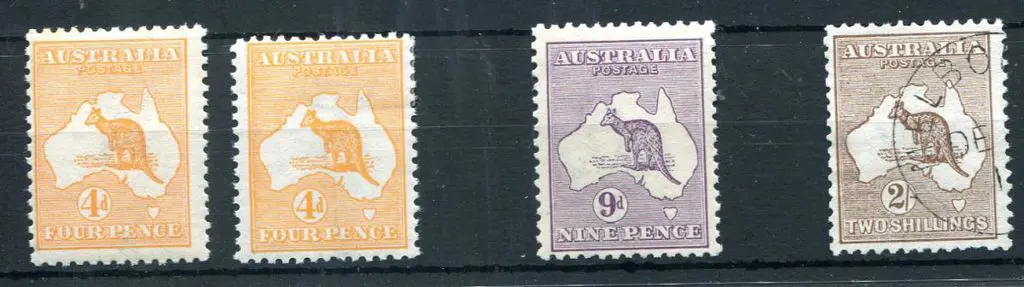 1913 1st Watermark 4d orange x 2 MVLH & 9d MUH ... Image 1++
