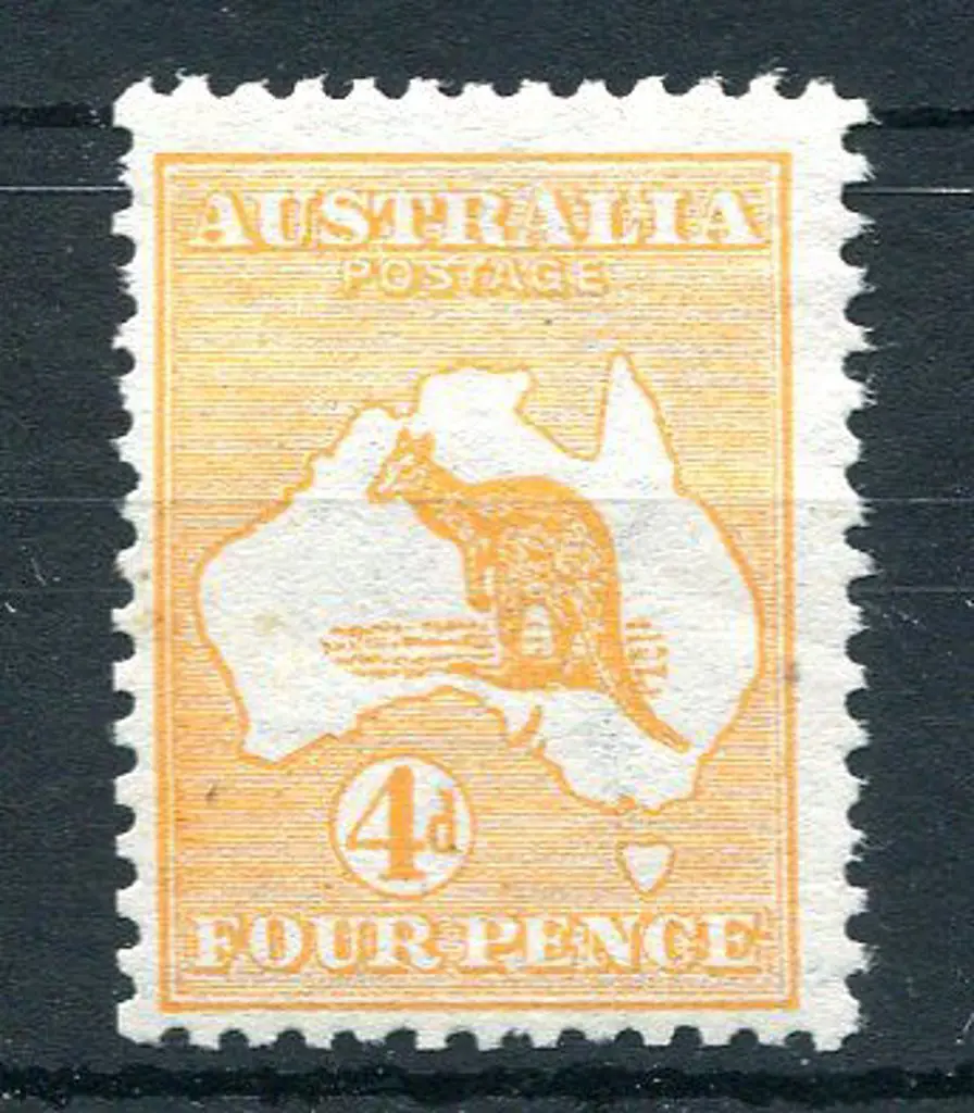 1913 1st Watermark 4d orange-yellow, centered low ... Image 1++
