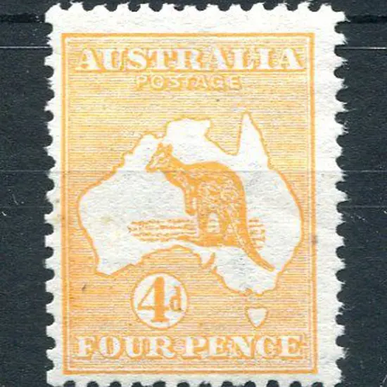 1913 1st Watermark 4d orange-yellow, centered low ...
