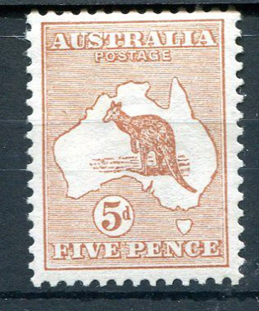 1913 1st Watermark 5d chestnut with "colour flaw ... Image 1++