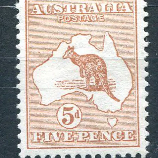 1913 1st Watermark 5d chestnut with "colour flaw ...