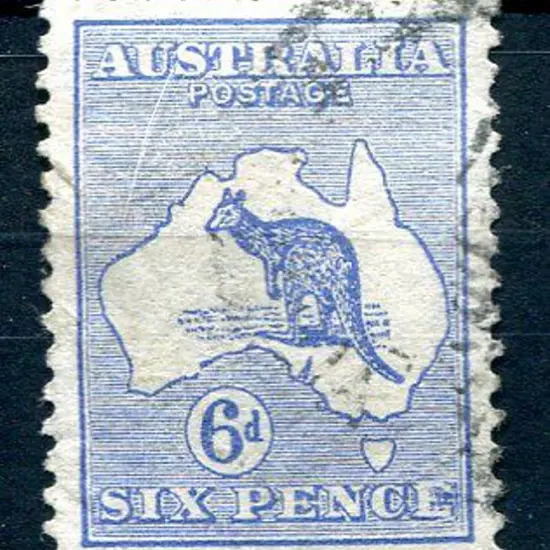 1913 1st Watermark 6d blue with "retouched second ...