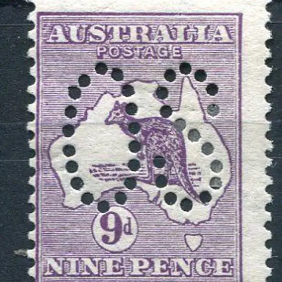 1913 1st Watermark 9d violet perfined large "OS". ...