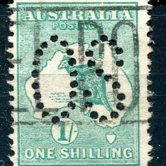 1913 1st Watermark 1/- deep green, perfined large ...