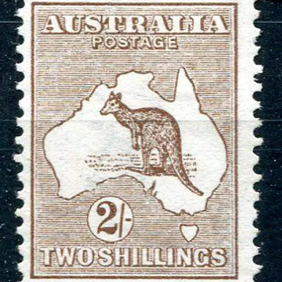 1913 1st Watermark 2/- brown. MLH, centred a ...