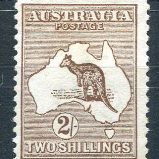 1913 1st Watermark 2/- brown. MLH, centred low ...